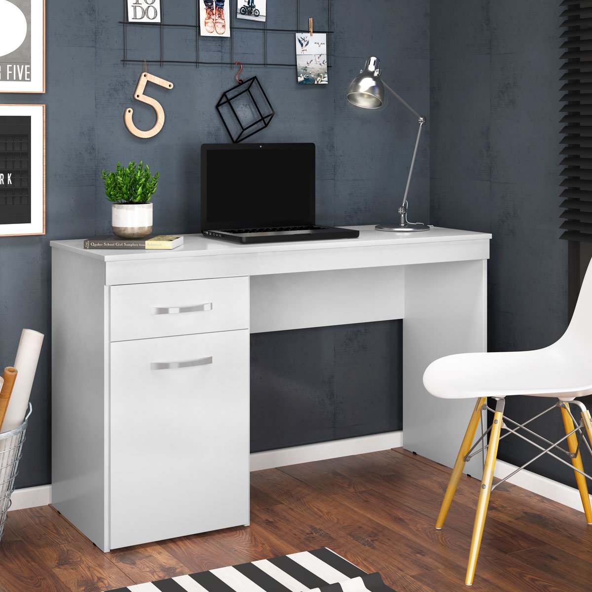 03 mesa para computador escrivaninha 1 gaveta 1 porta gloria