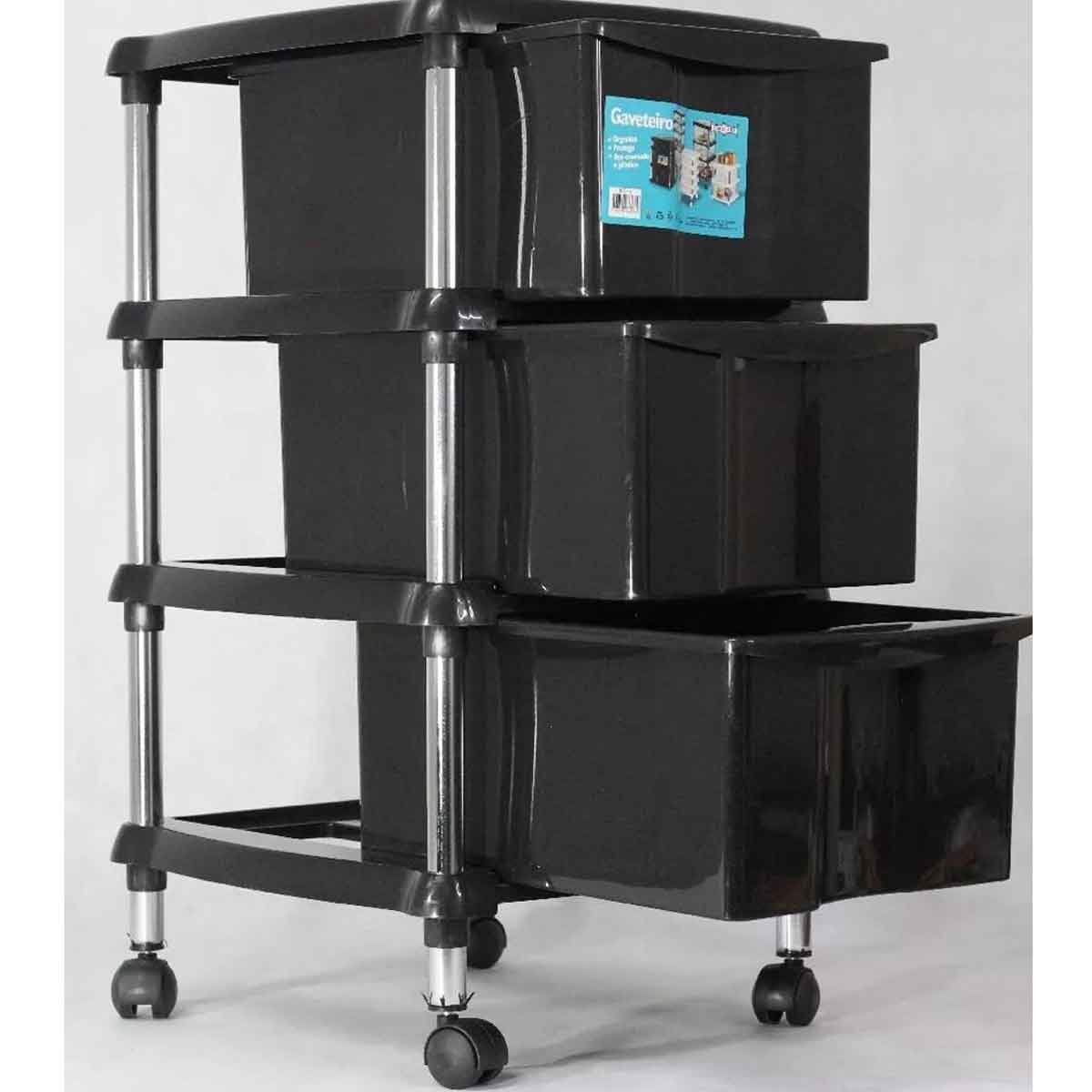 03 gaveteiro organizador multiuso 3 gavetas com rodizios casa chick