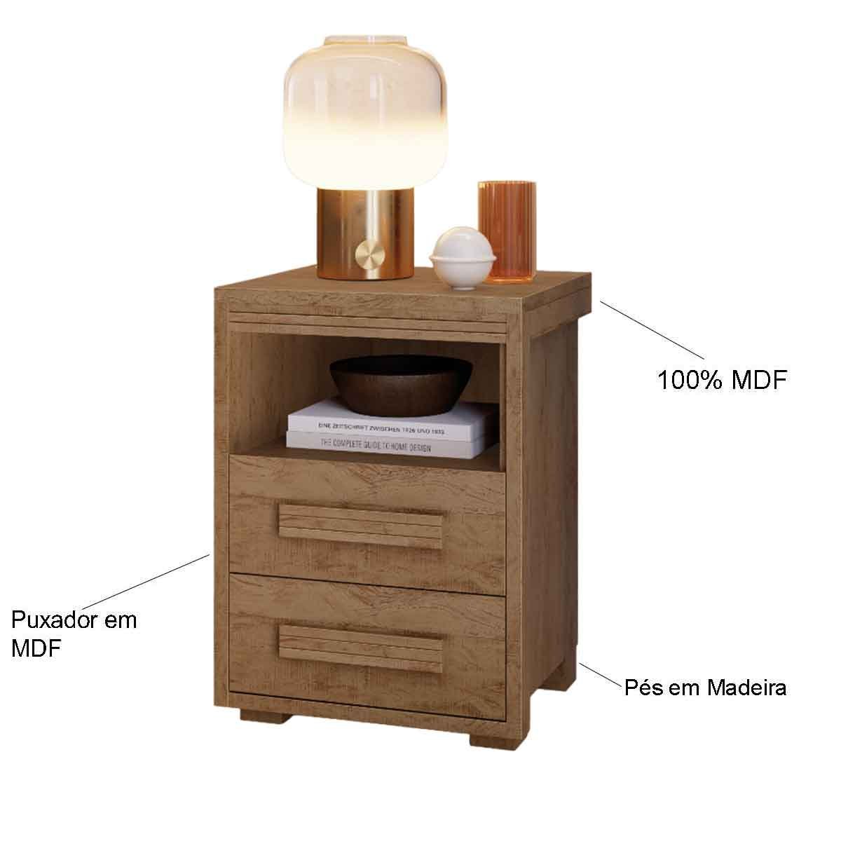 01 mesa de cabeceira 2 gavetas 100 mdf casa chick