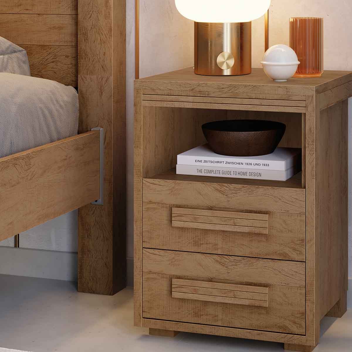 05 mesa de cabeceira 2 gavetas 100 mdf casa chick