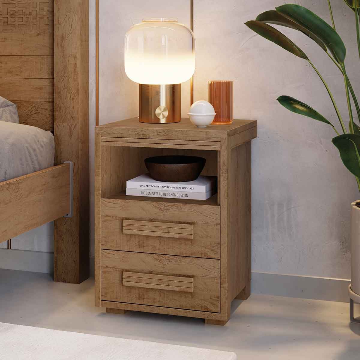06 mesa de cabeceira 2 gavetas 100 mdf casa chick
