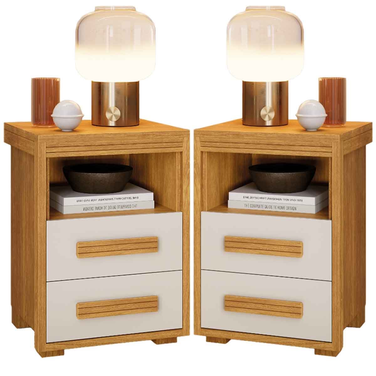 03 kit 2 mesas de cabeceira toquio 100 mdf casa chick