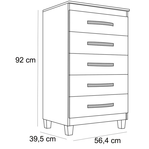 04 comoda para quarto 5 gavetas com pes cannes