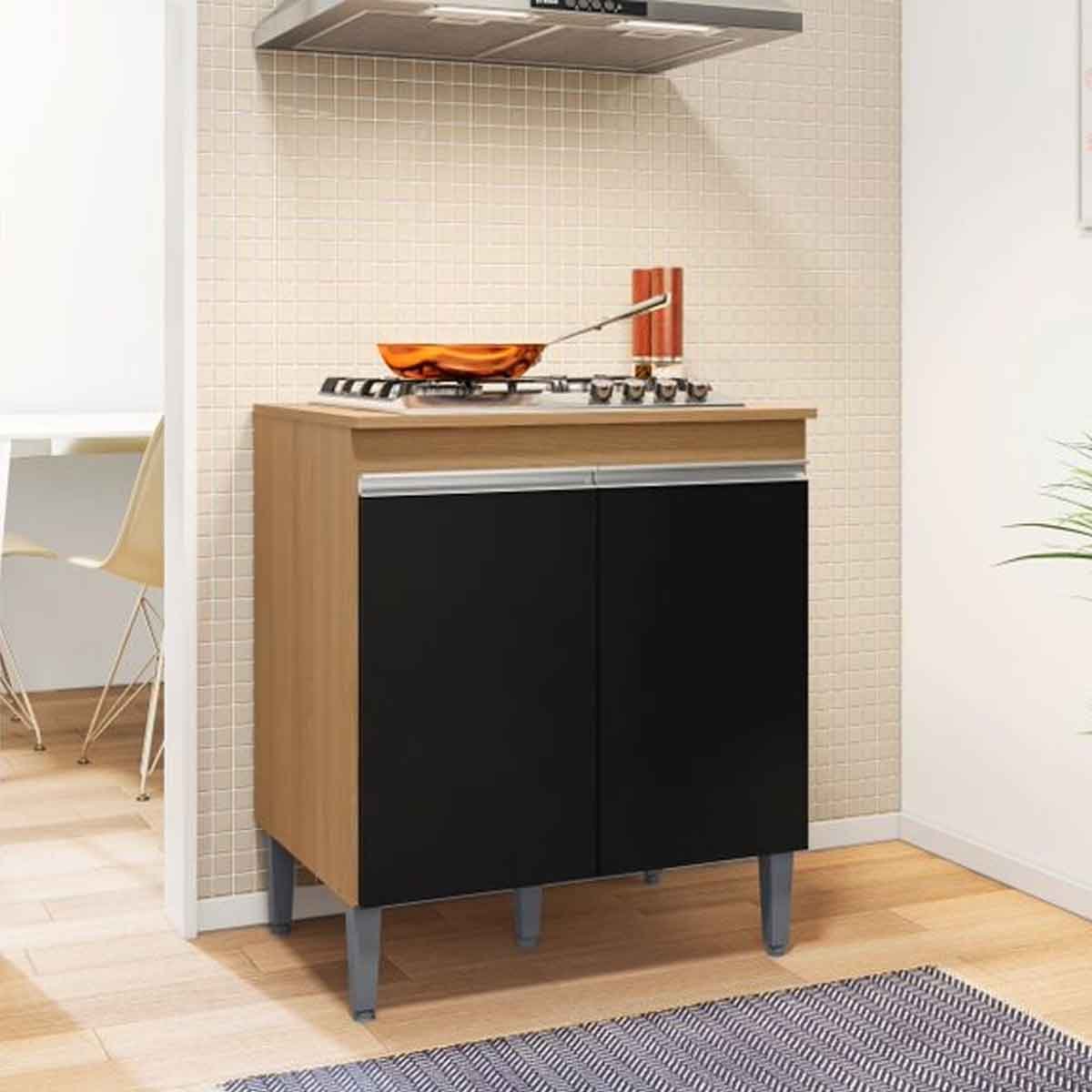 01 balcao para cooktop adriana 2 portas com tampo
