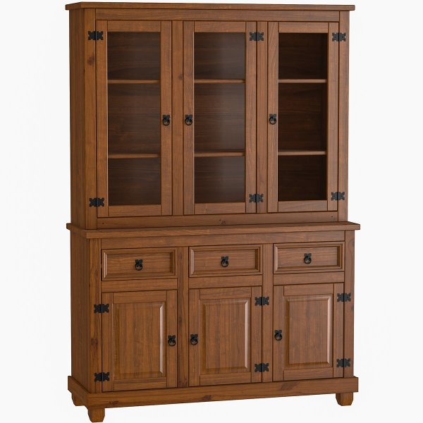 cristaleira 6 portas 9292 com pes 9014 imbuia fosco