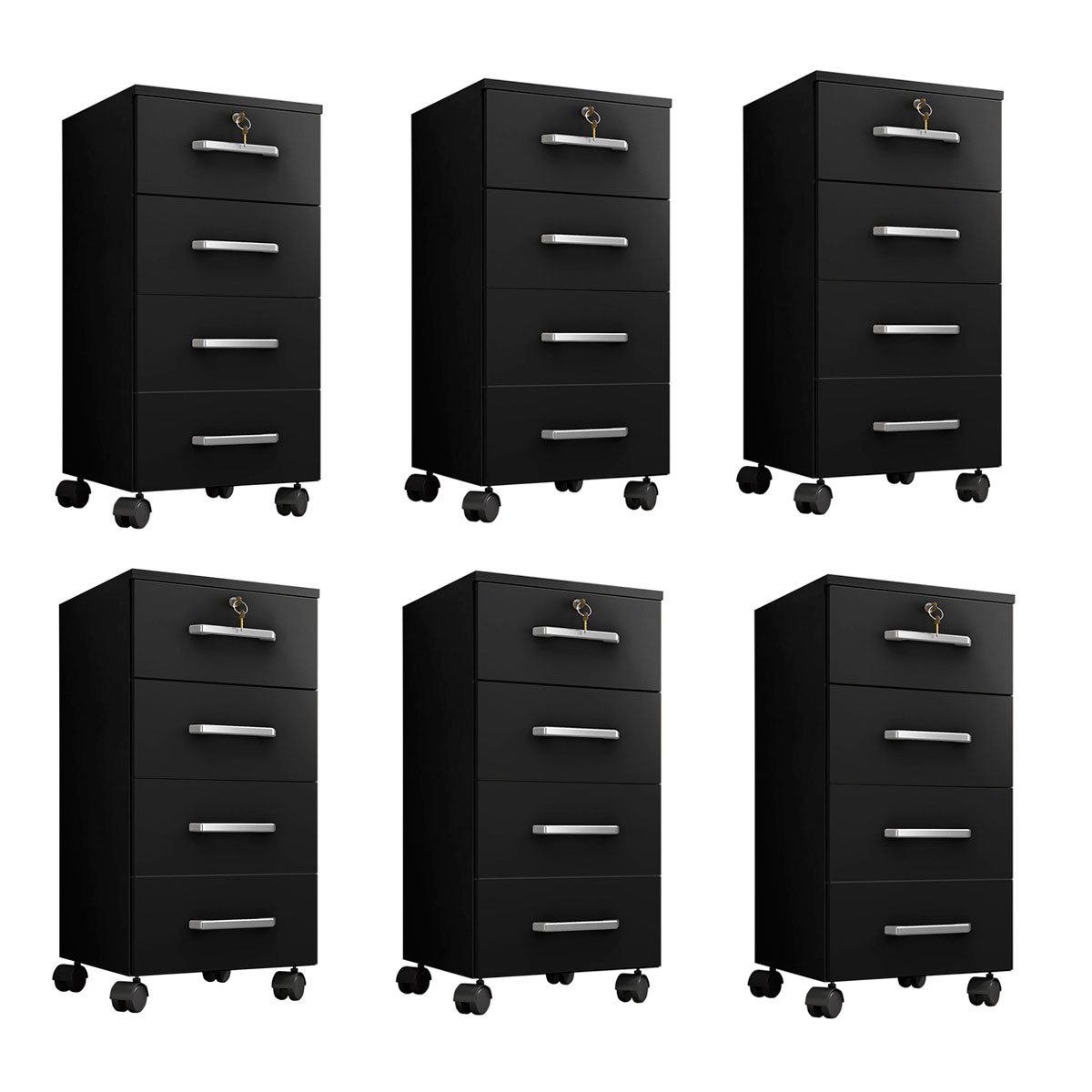 gaveteiros kit 6 preto