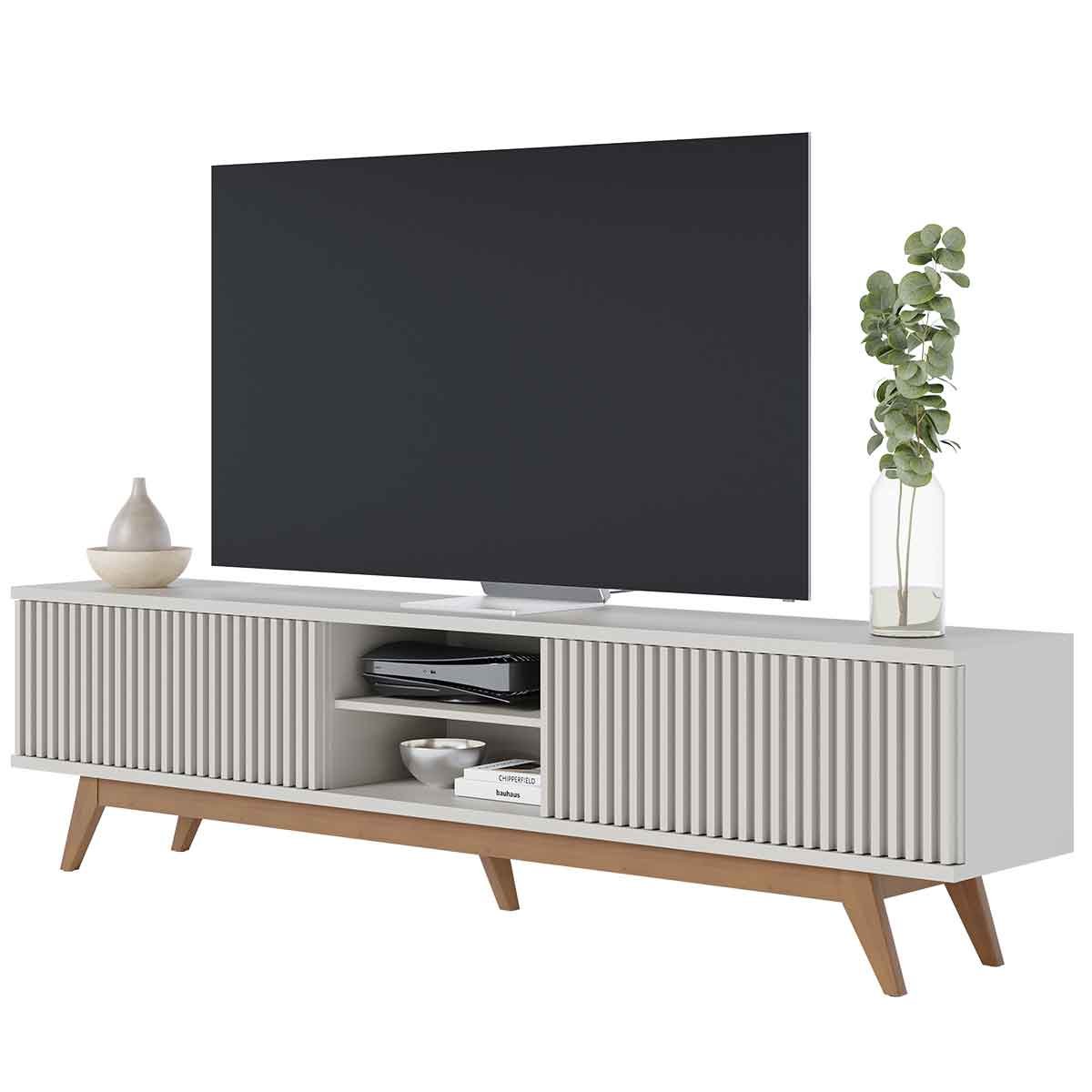 16 rack bancada bastiao 4 portas mdp para tv ate 75 polegadas