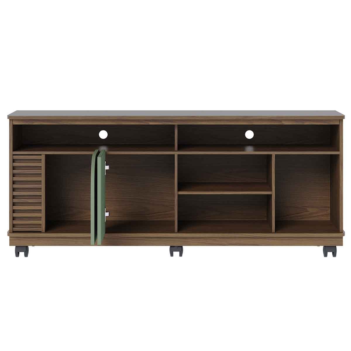 02 rack bancada jureli 2 portas 5 nichos tv ate 65 polegadas