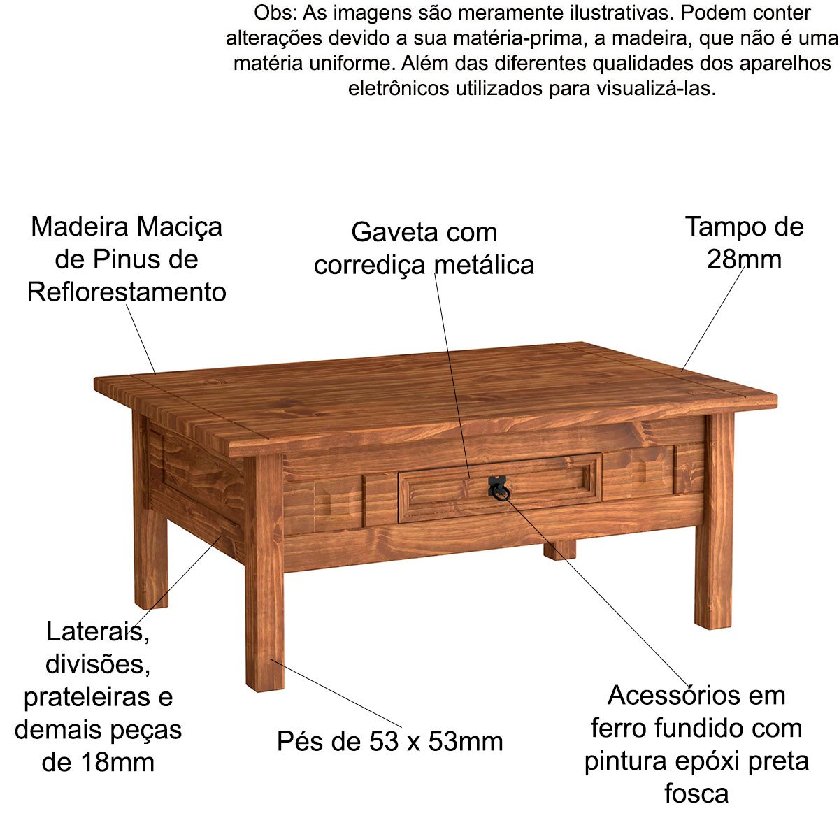 mesa centro com gaveta 8010 cera5