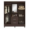 03 guarda roupa capelinha 4 portas 2 gavetas lady ebano