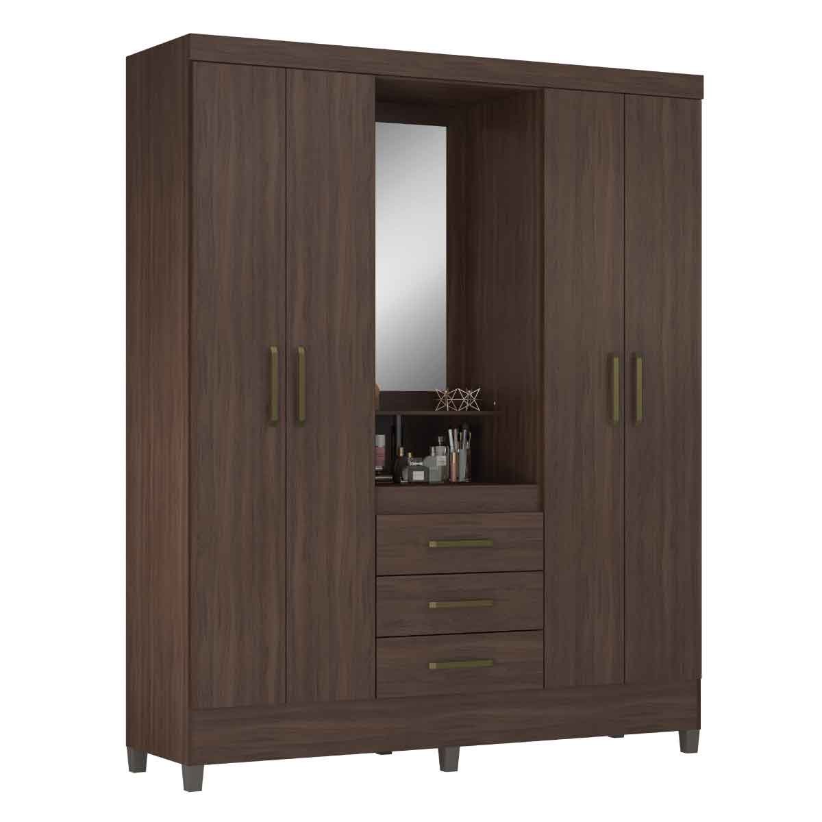 04 guarda roupa capelinha 4 portas 3 gavetas embau ebano