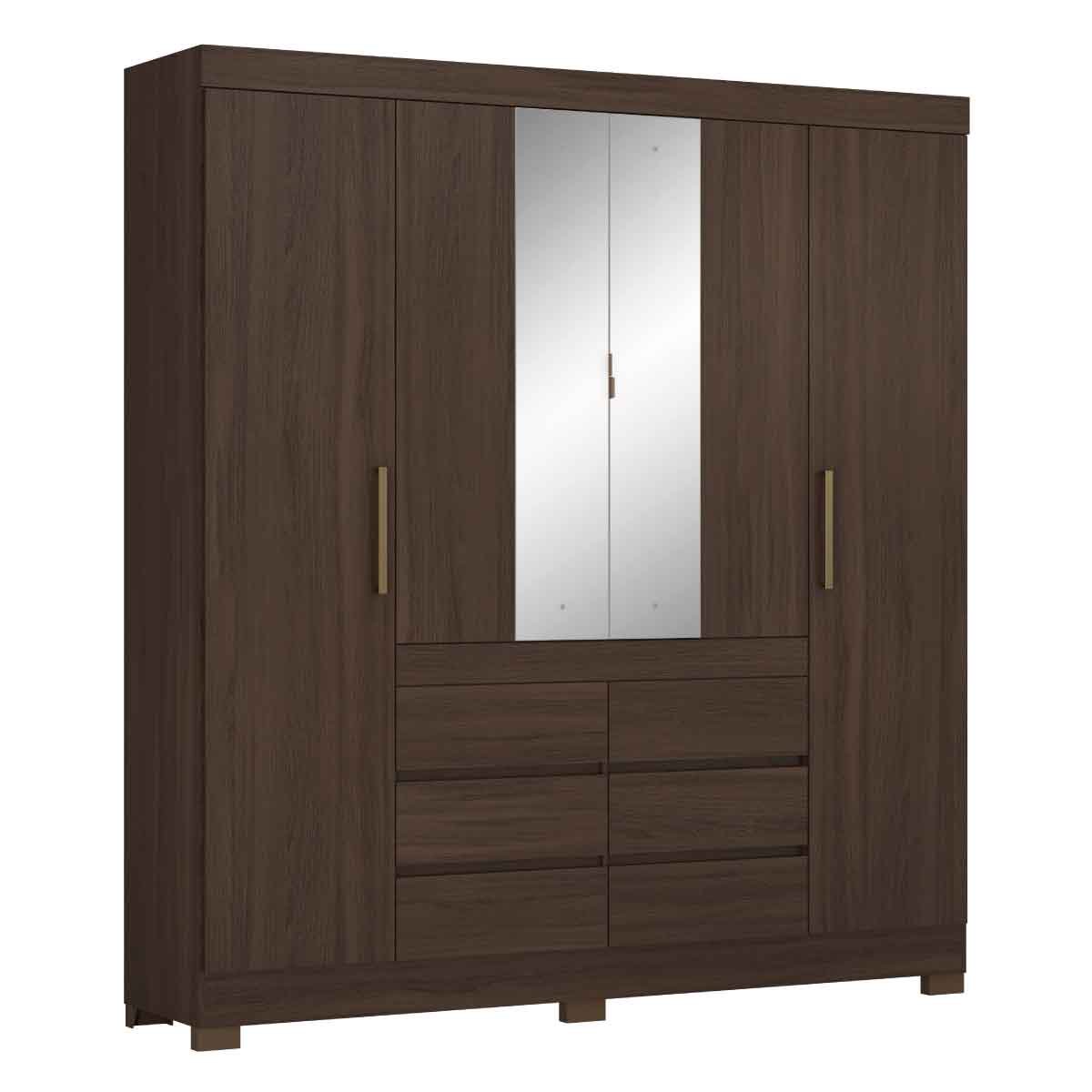 08 guarda roupa casal 4 portas 6 gavetas com espelho caio