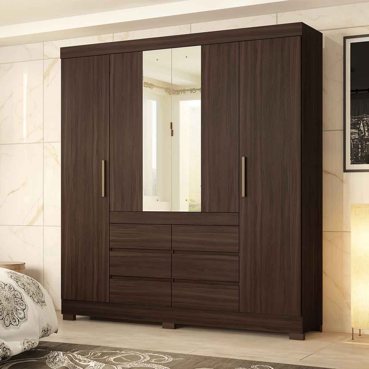 15 guarda roupa casal 4 portas 6 gavetas com espelho caio
