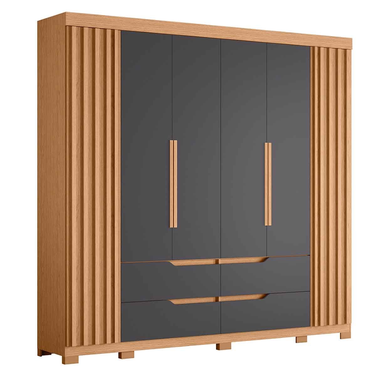 03 guarda roupa casal 6 portas 4 gavetas ripado dobby