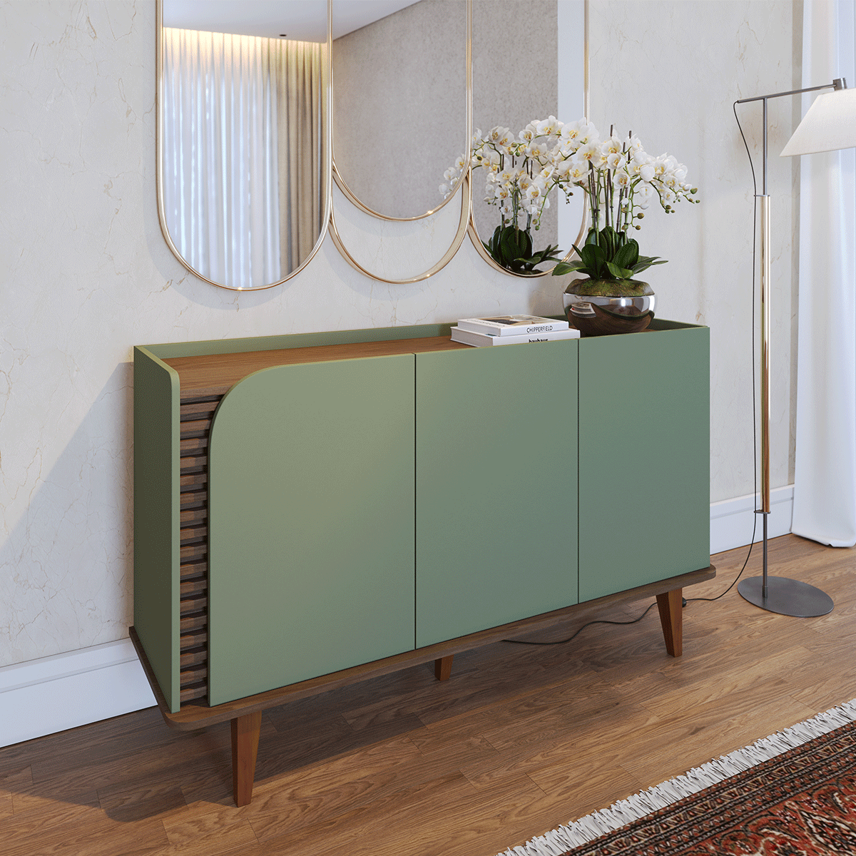 05 buffet jatoba c ripado artesanal e pes de madeira