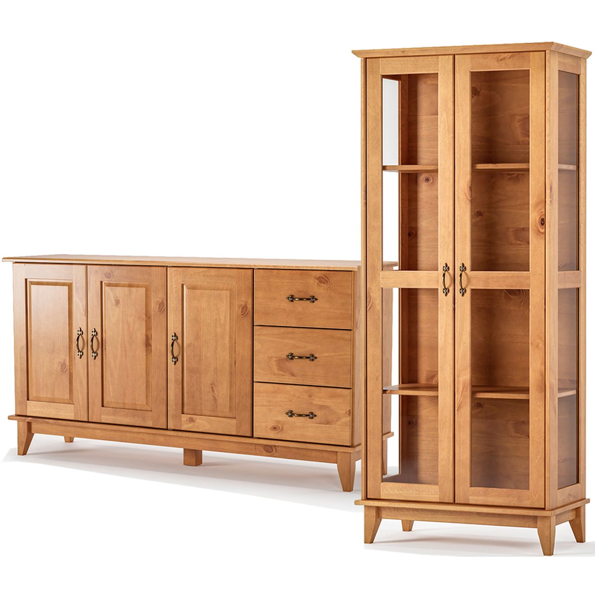 conjunto buffet aparador 3 portas cristaleira bella slim 1