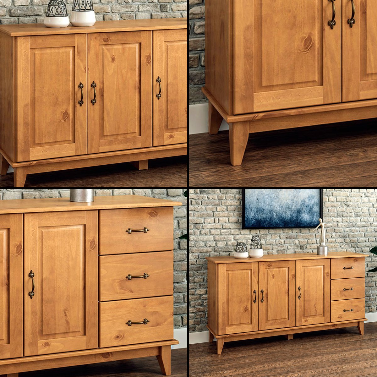 conjunto buffet aparador 3 portas cristaleira bella slim 4