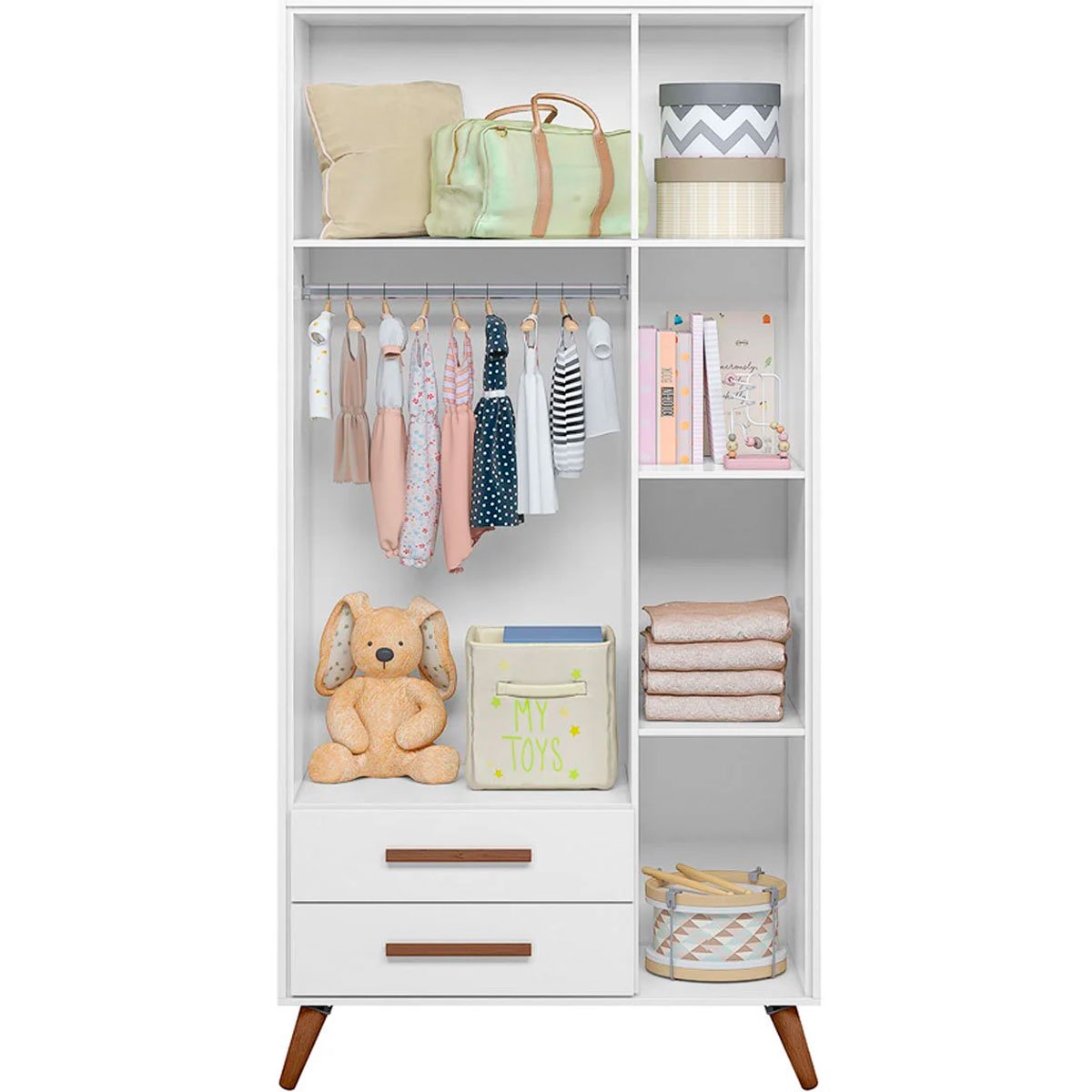 02 guarda roupa infantil 3 portas 2 gavetas magia