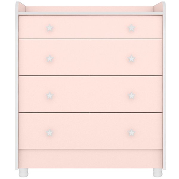 comoda doce sonho 4 gavetas com trocador pe rosa