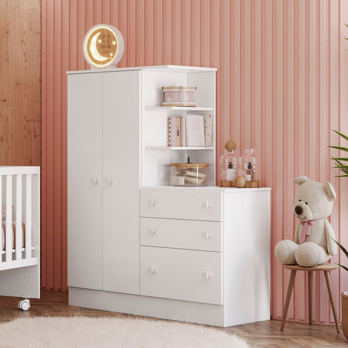 guarda roupa com comoda doce sonho branco2