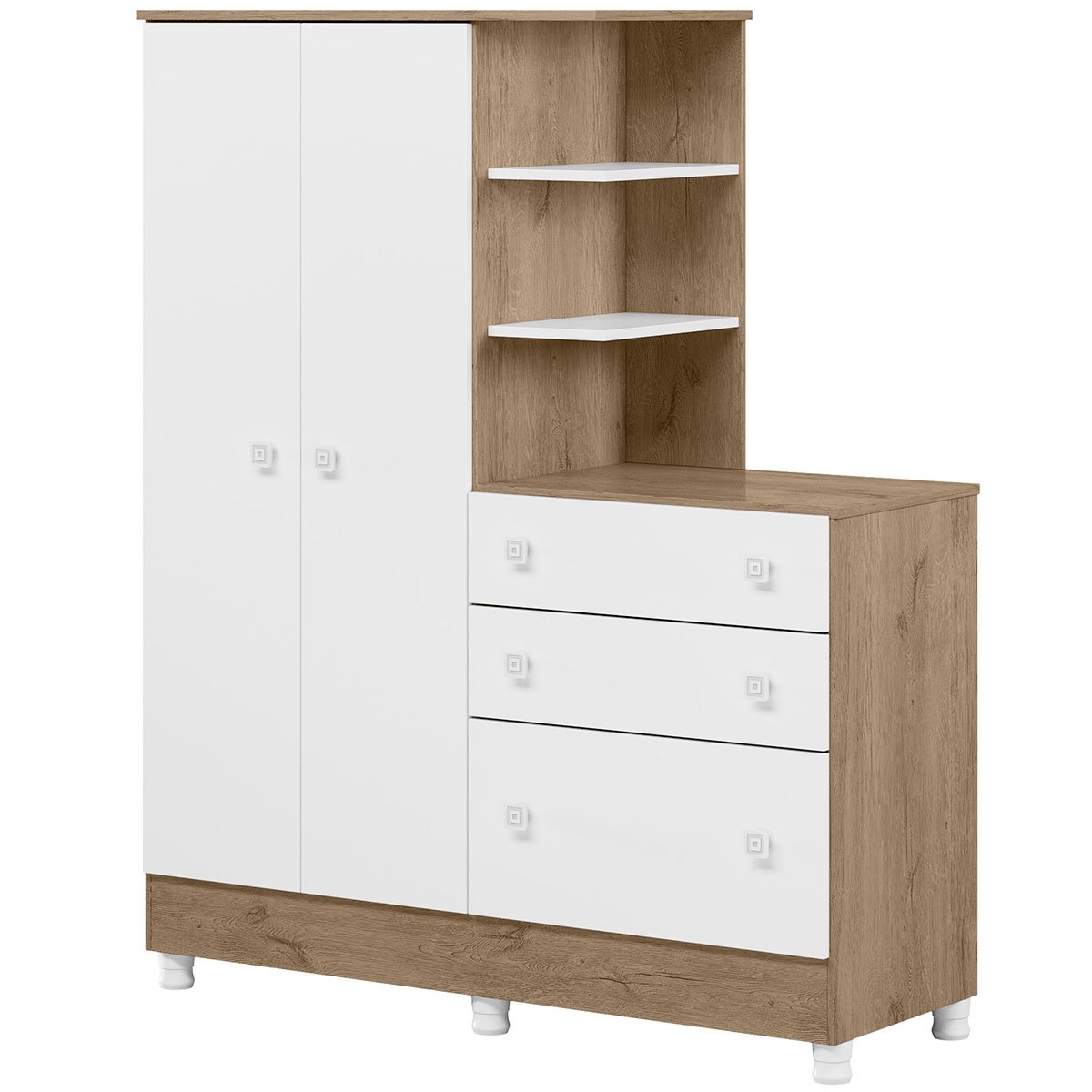 guarda roupa com comoda doce sonho pecarvalho branco