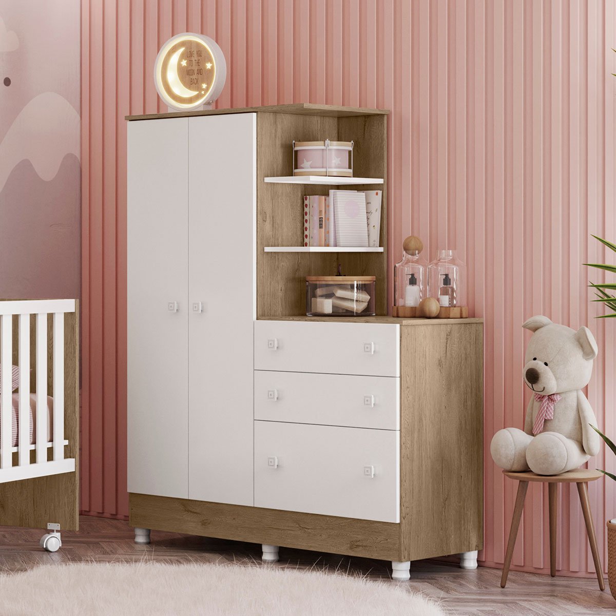 guarda roupa com comoda doce sonho pecarvalho branco2