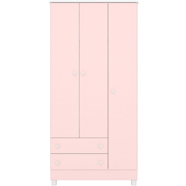 guarda roupa 3 portas pe doce sonho rosa