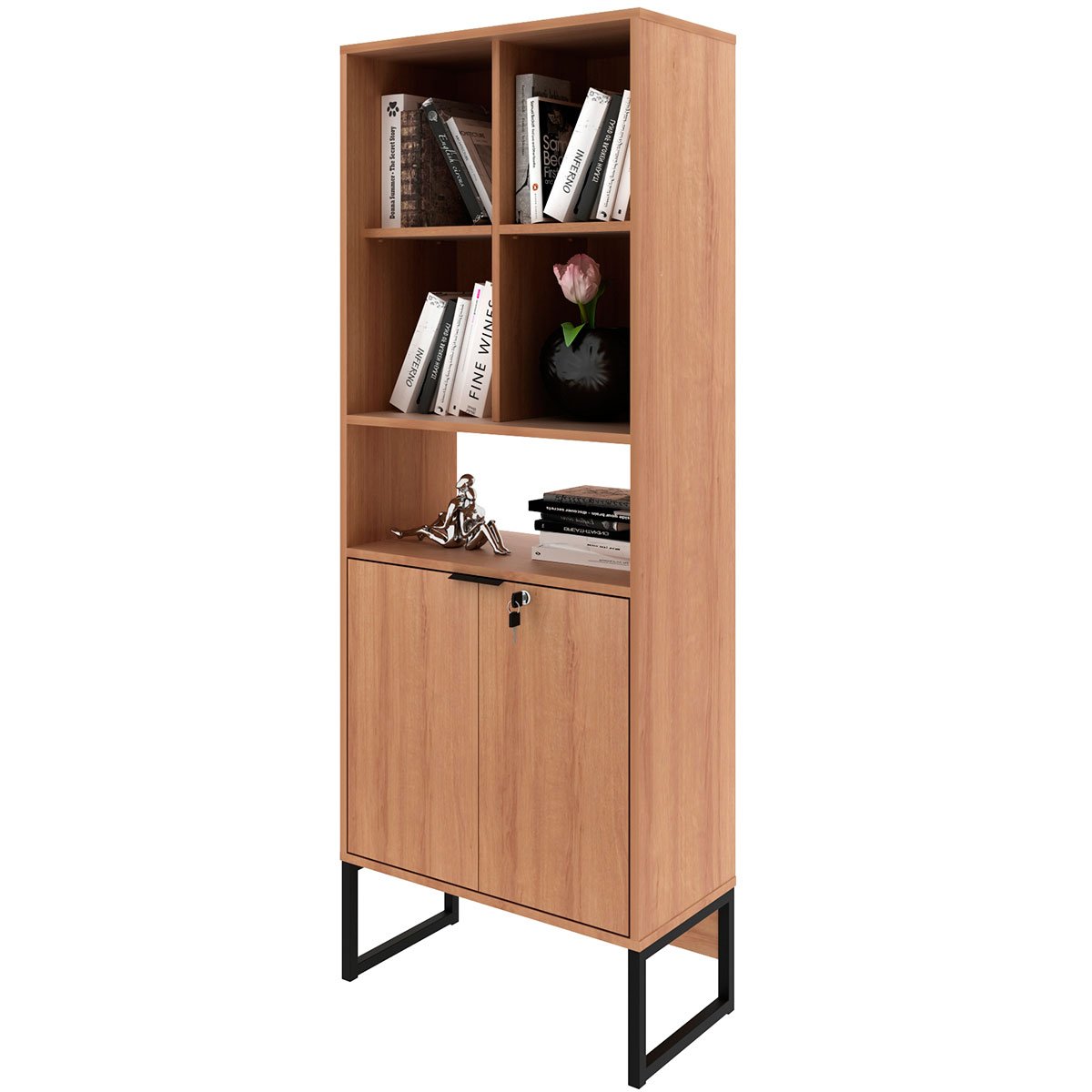 armario estante com 2 portas me4155 amendoa
