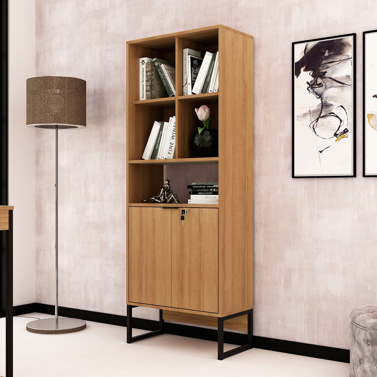 armario estante com 2 portas me4155 amendoa3