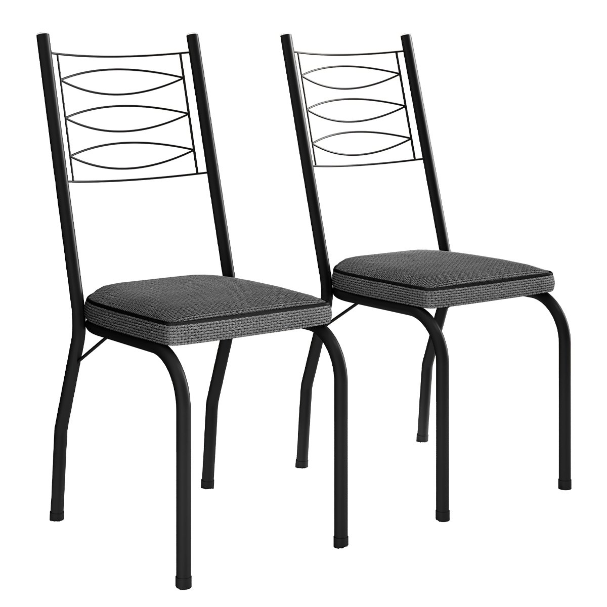 14 kit 2 cadeiras aco carbono tubular metalica acabamento d 25 luana