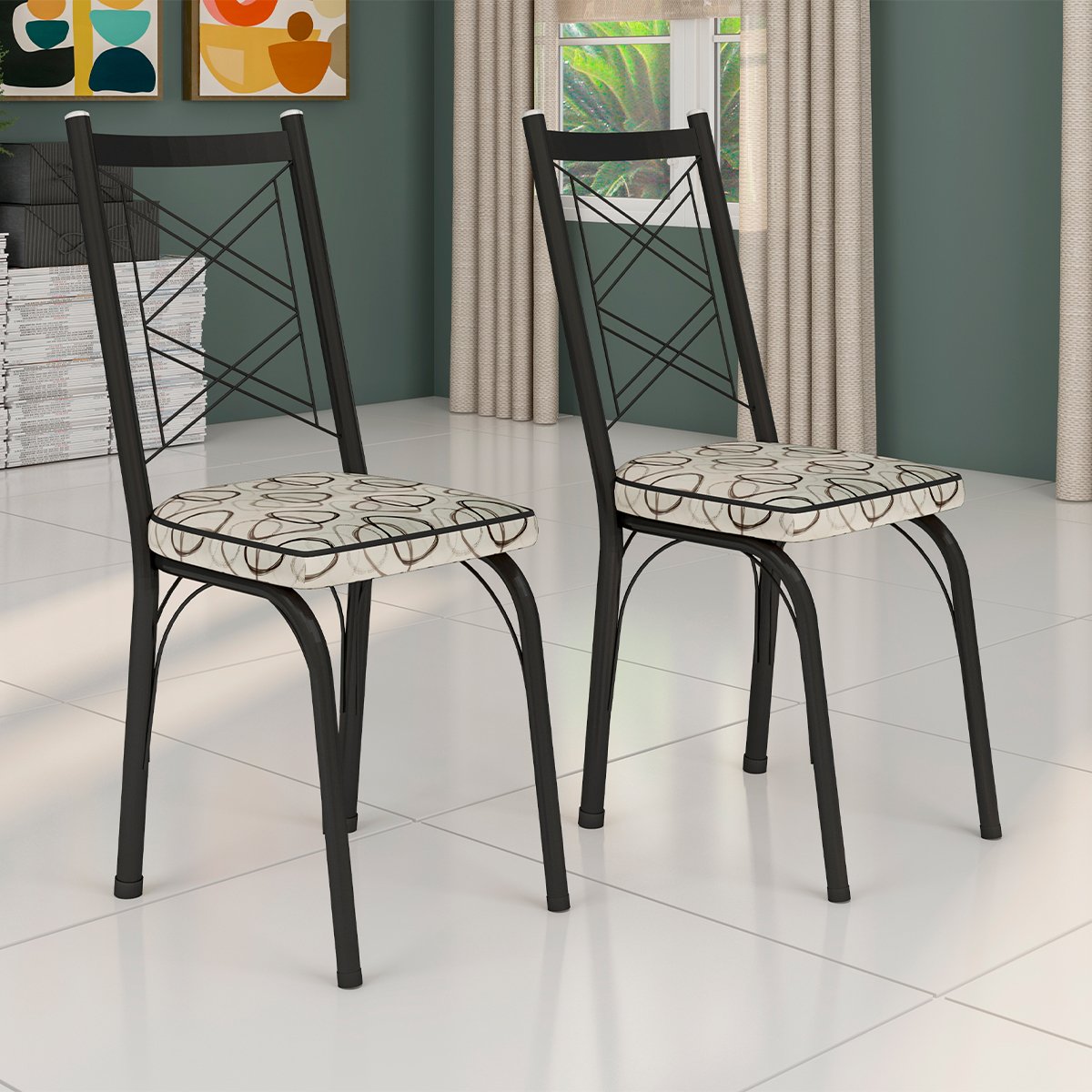 kit 2 cadeiras 143 preto cedro fundo