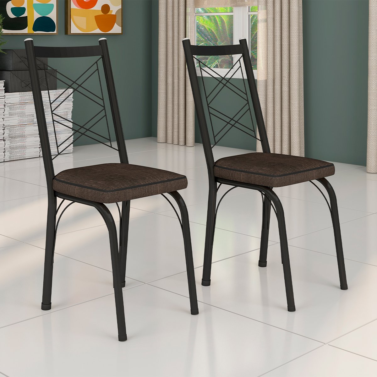 kit 2 cadeiras 143 preto imbuia fundo