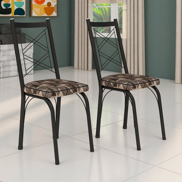 kit 2 cadeiras 143 preto mosaico palha fundo