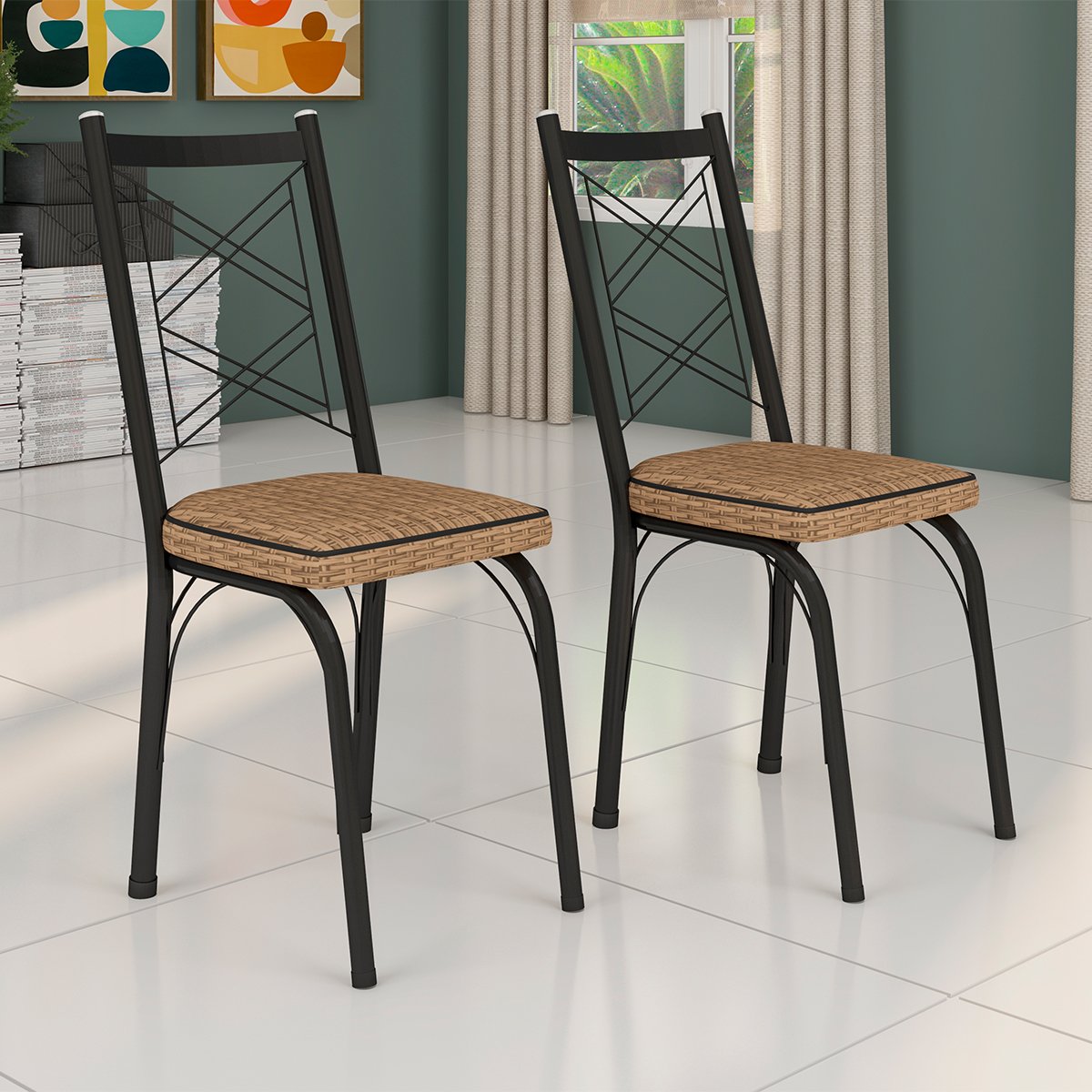 kit 2 cadeiras 143 preto rattan fundo