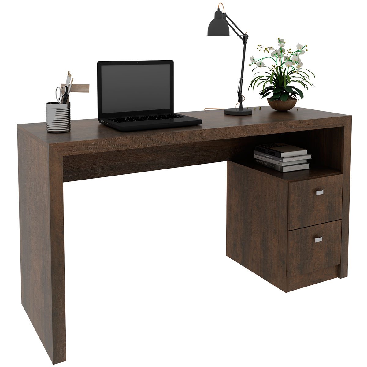 mesa para escritorio 2 gavetas me4130 rustico