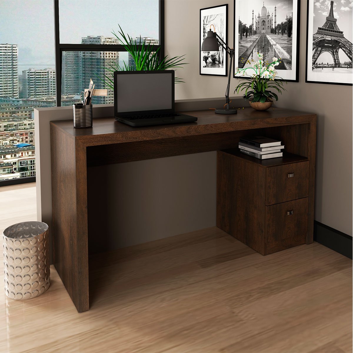 mesa para escritorio 2 gavetas me4130 rustico4