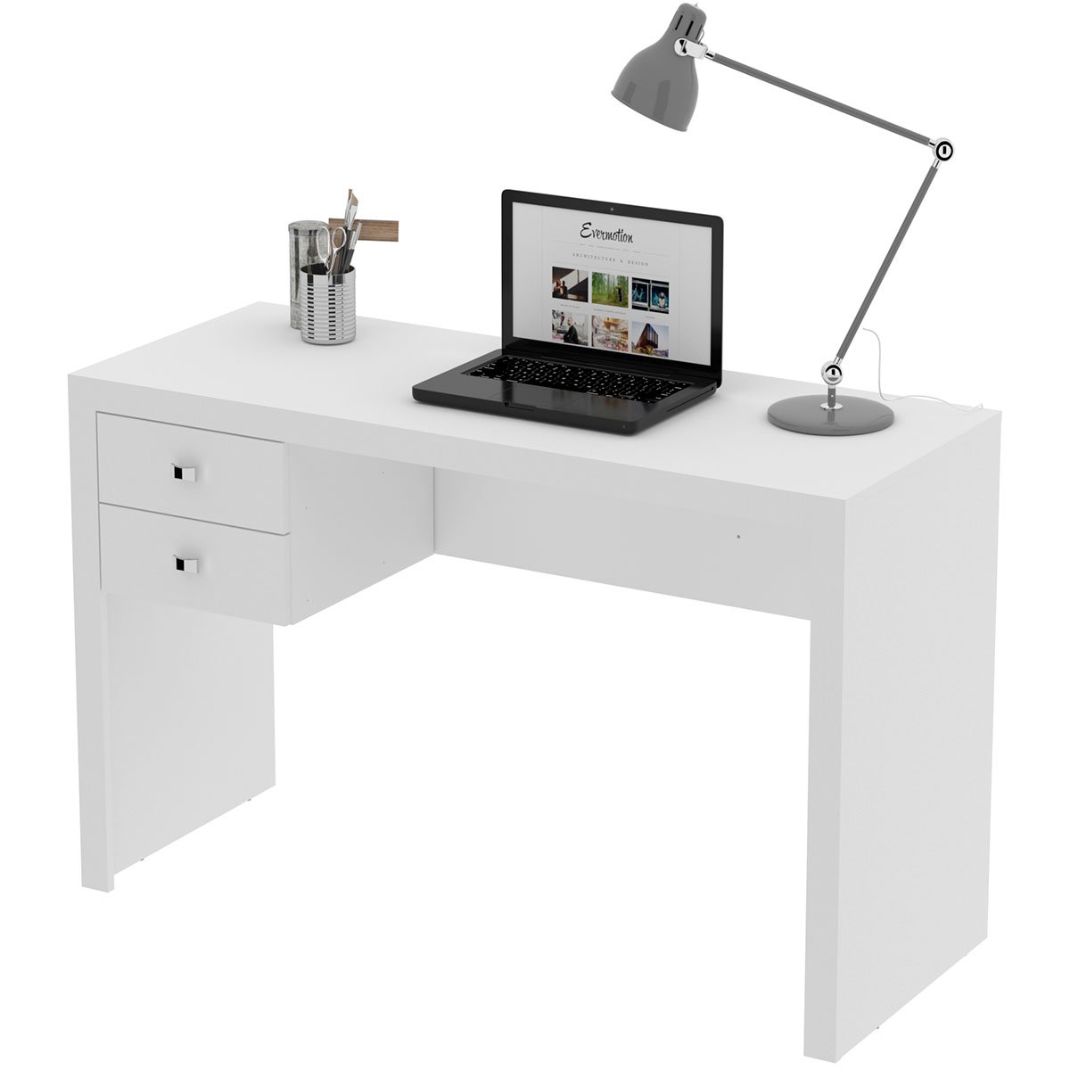 mesa para escritorio com 2 gavetas me4123 branco