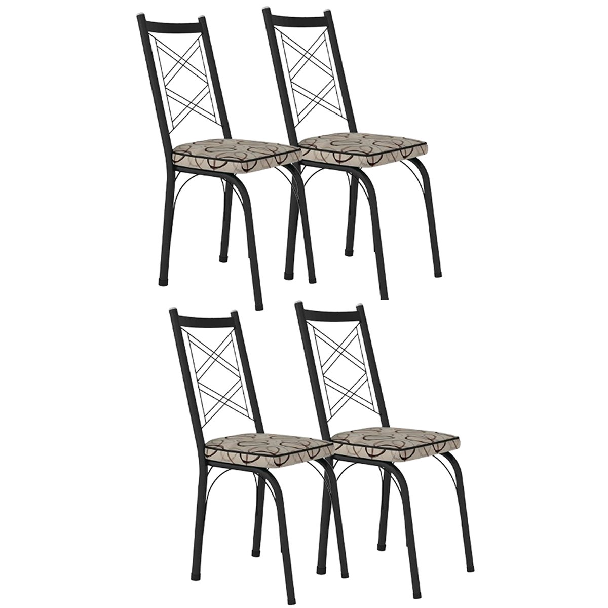 kit 4 cadeiras 143 preto cedro