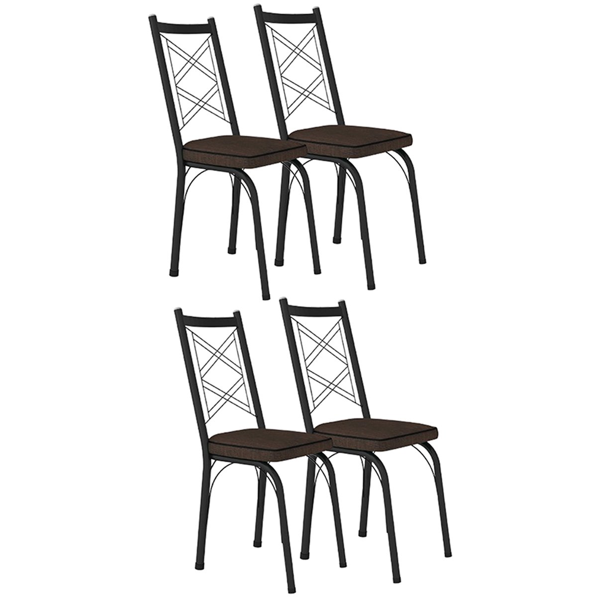 kit 4 cadeiras 143 preto imbuia