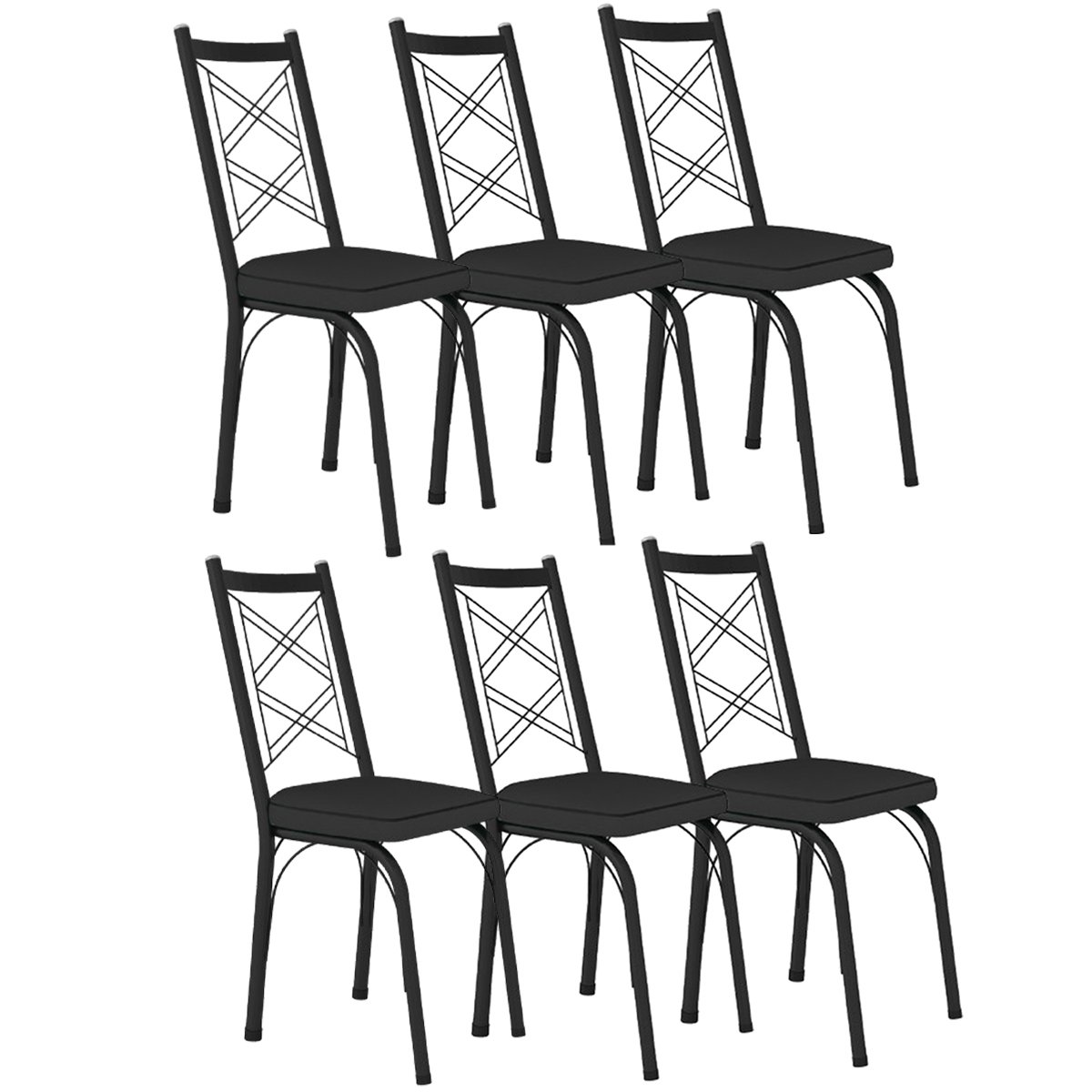 kit 6 cadeiras 143 preto preto
