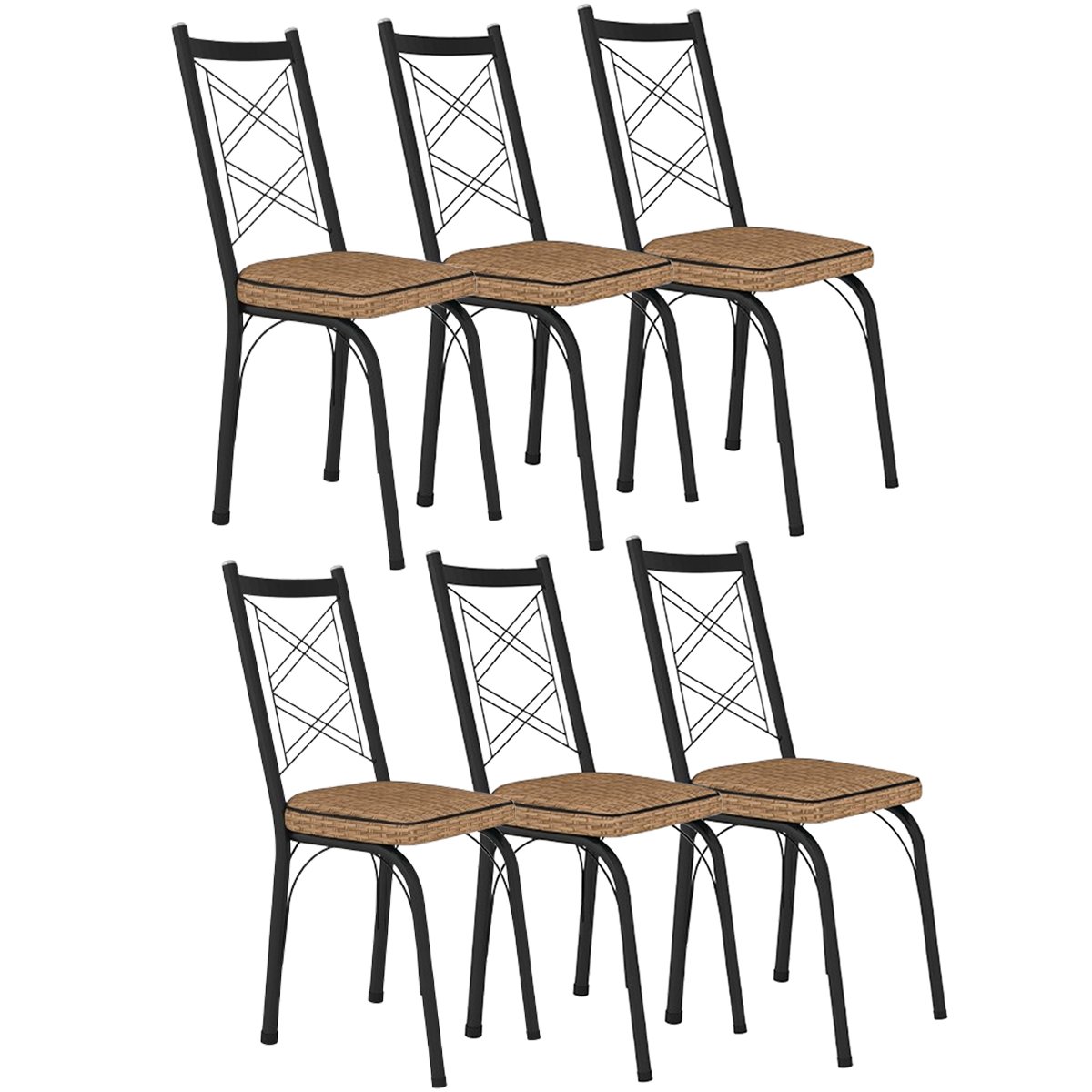 kit 6 cadeiras 143 preto rattan