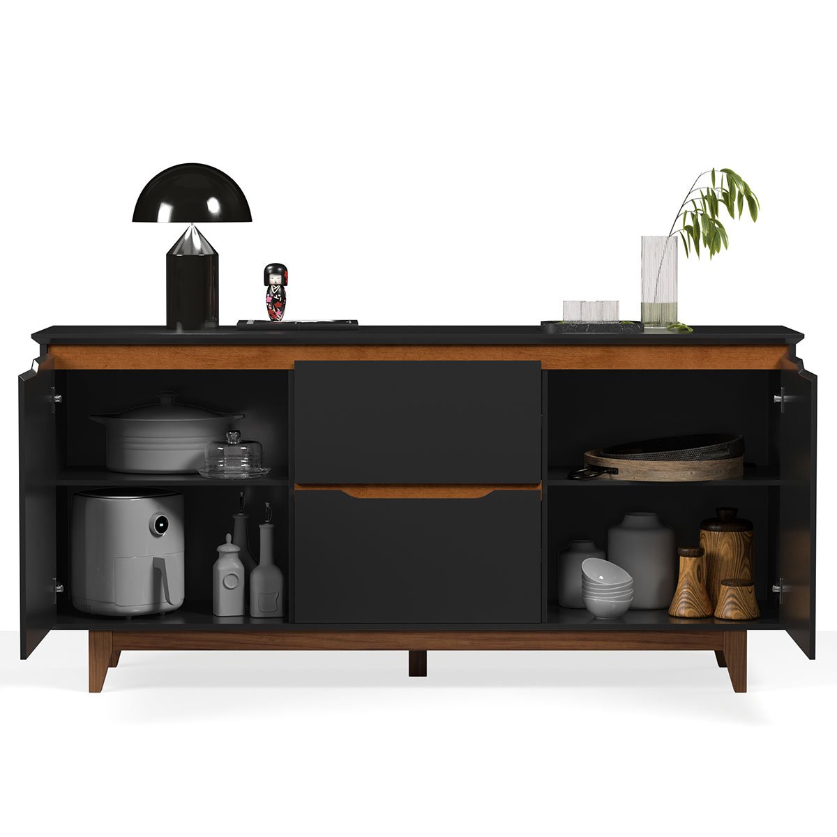 flow 2 portas preto flex aberto