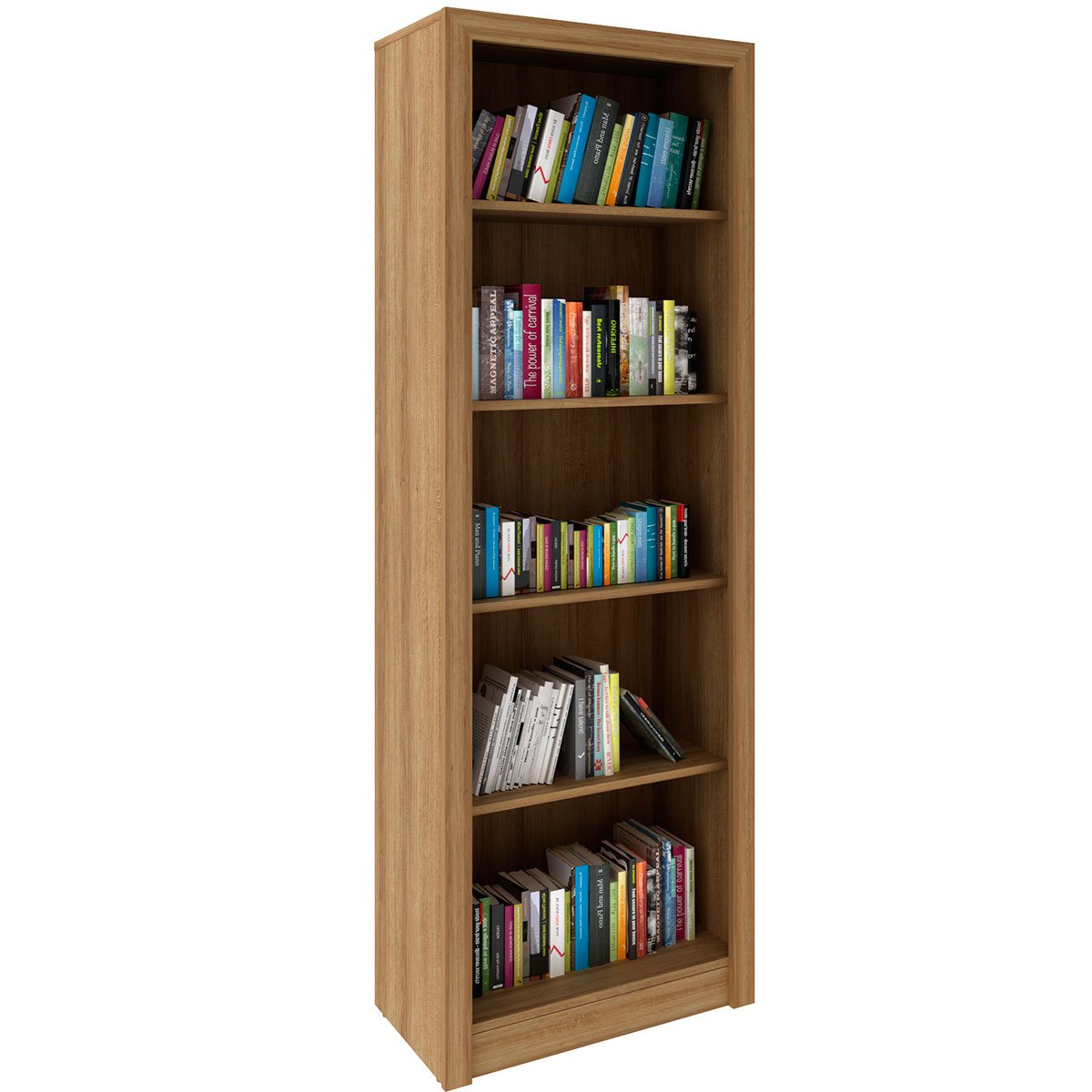 estante armario alta livreiro multiuso office 5 prateleiras me4104 amendoa