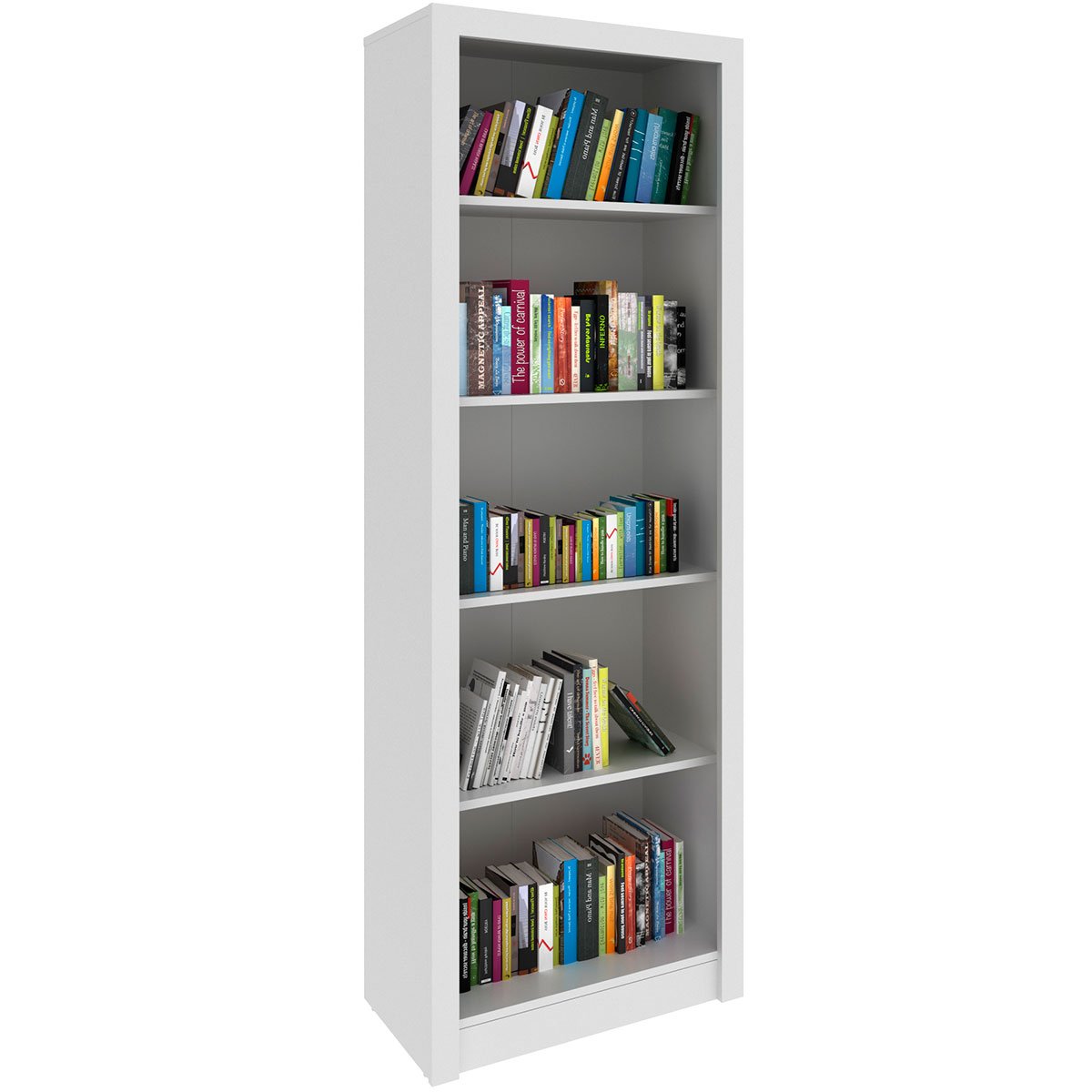 estante armario alta livreiro multiuso office 5 prateleiras me4104 branco