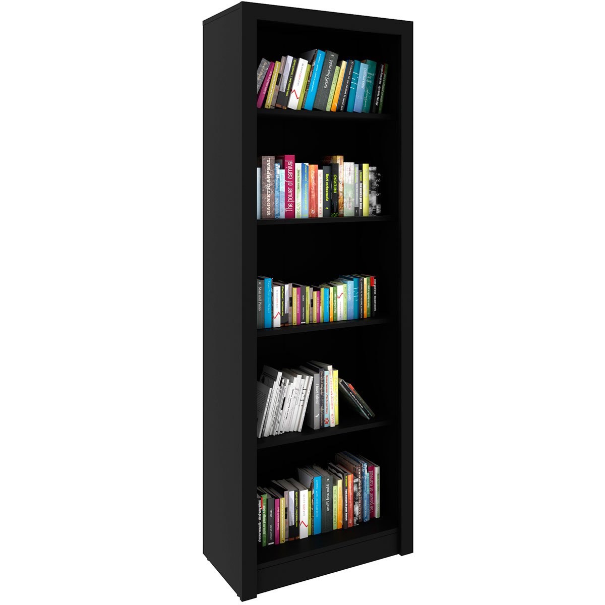 estante armario alta livreiro multiuso office 5 prateleiras me4104 preto