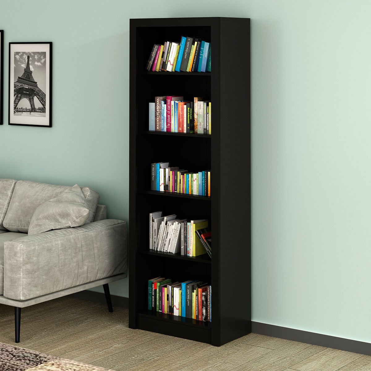 estante armario alta livreiro multiuso office 5 prateleiras me4104 preto3