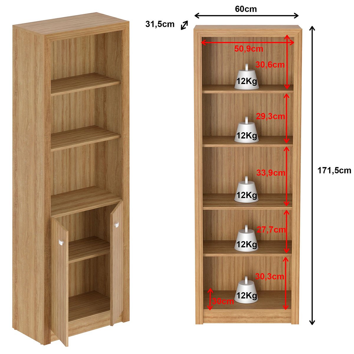 armario para escritorio com 2 portas me4110 amendoa3