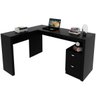 mesa de canto para escritorio 2 gavetas me4129 preto