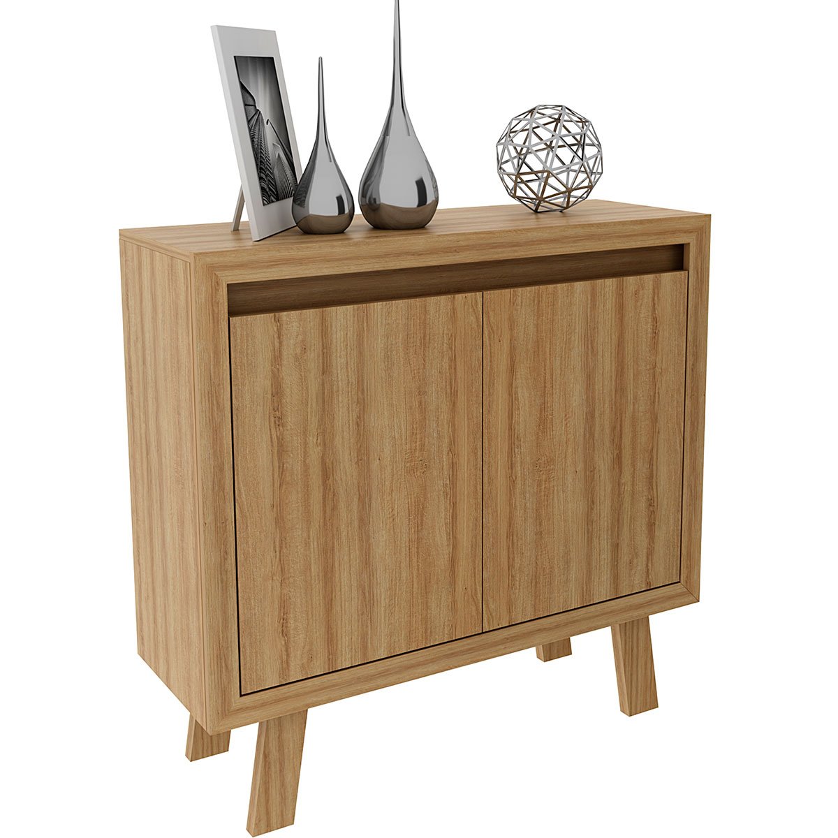 balcao para escritorio com 2 portas e 1 prateleira me4187 amendoa