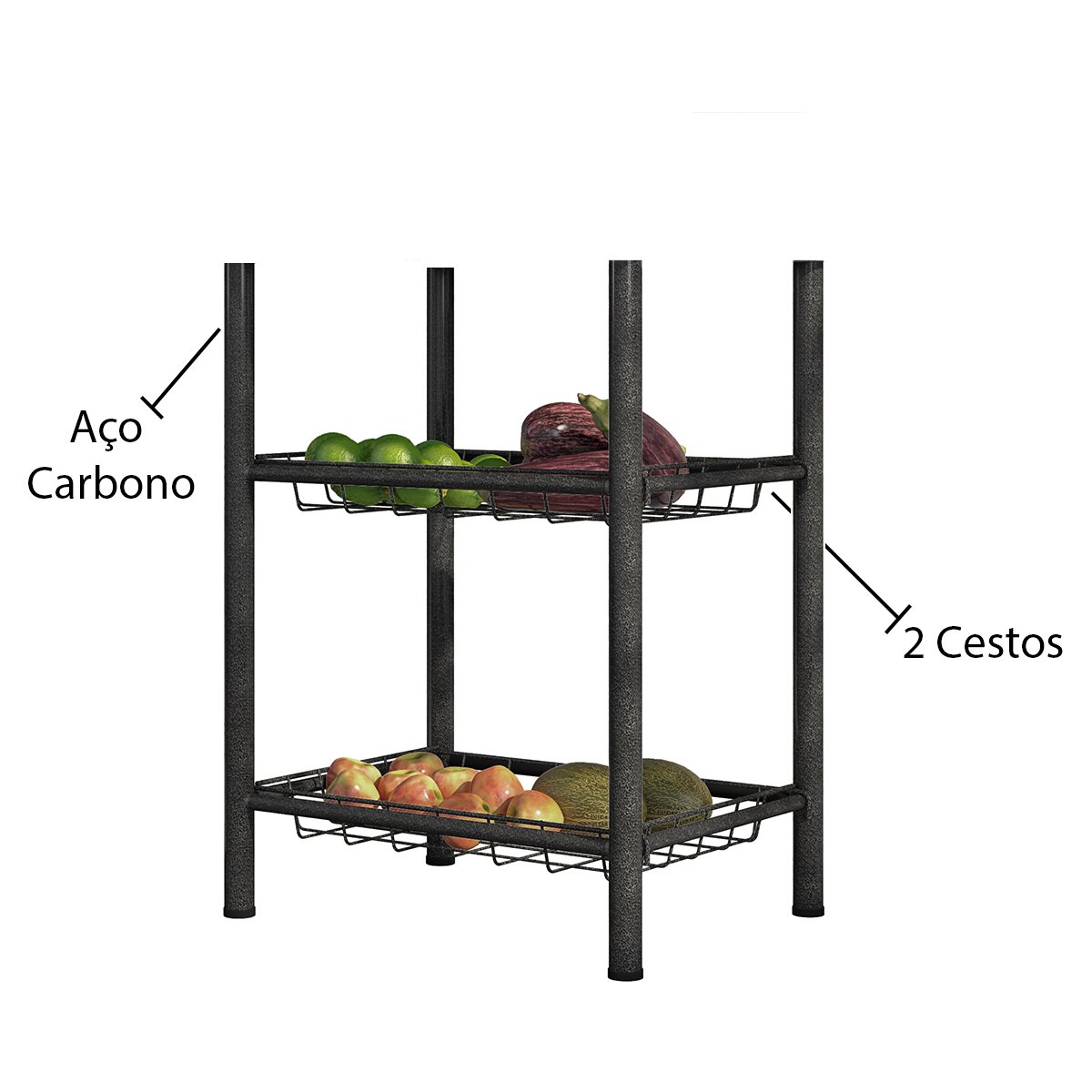 12 fruteira s tampo granito 2 cestos aco carbono carol
